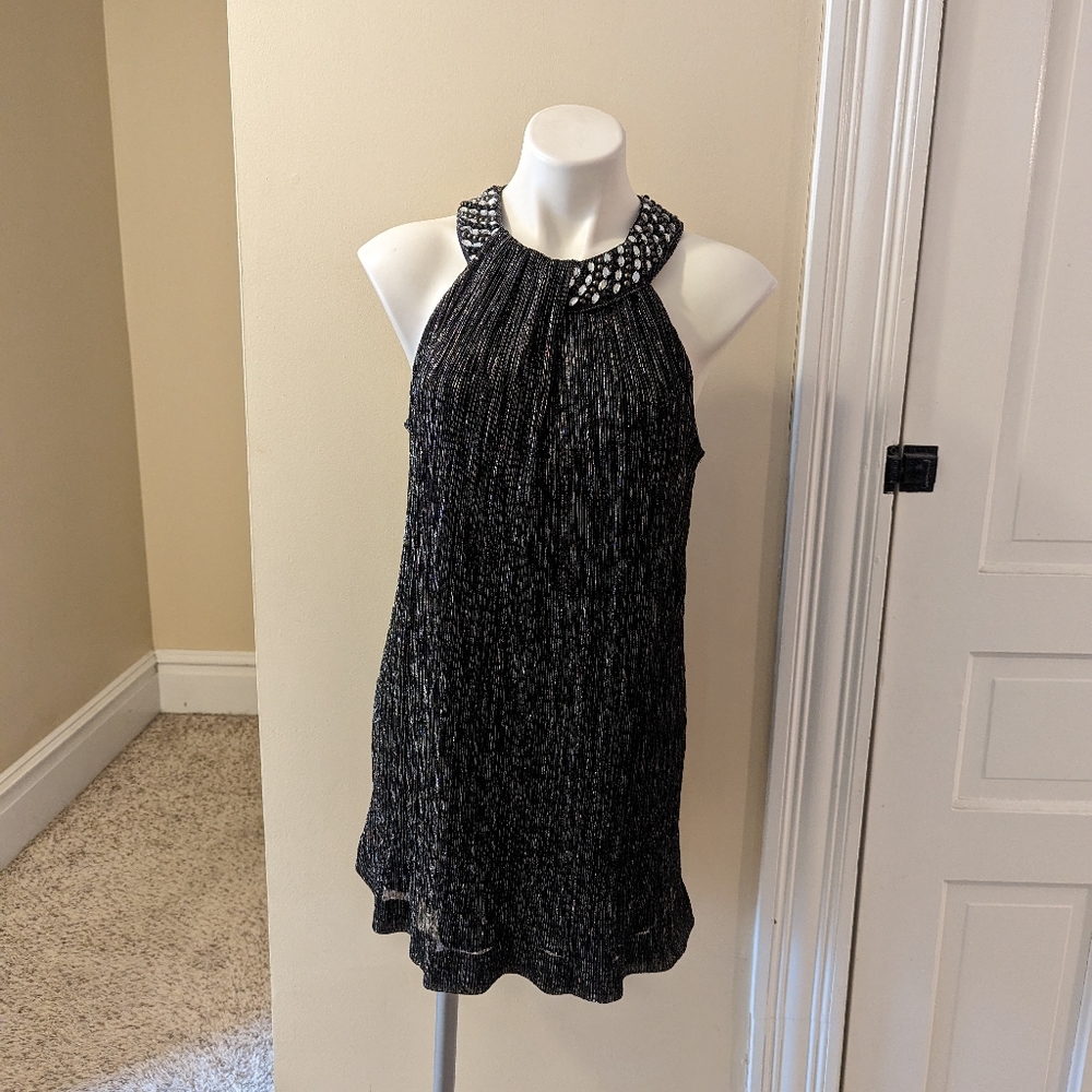 Alfani Petites black and silver party dress with jewel details size LP